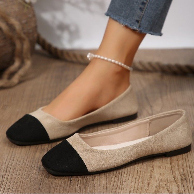 Low Heel Square Head Embroidery Comfortable Shoes