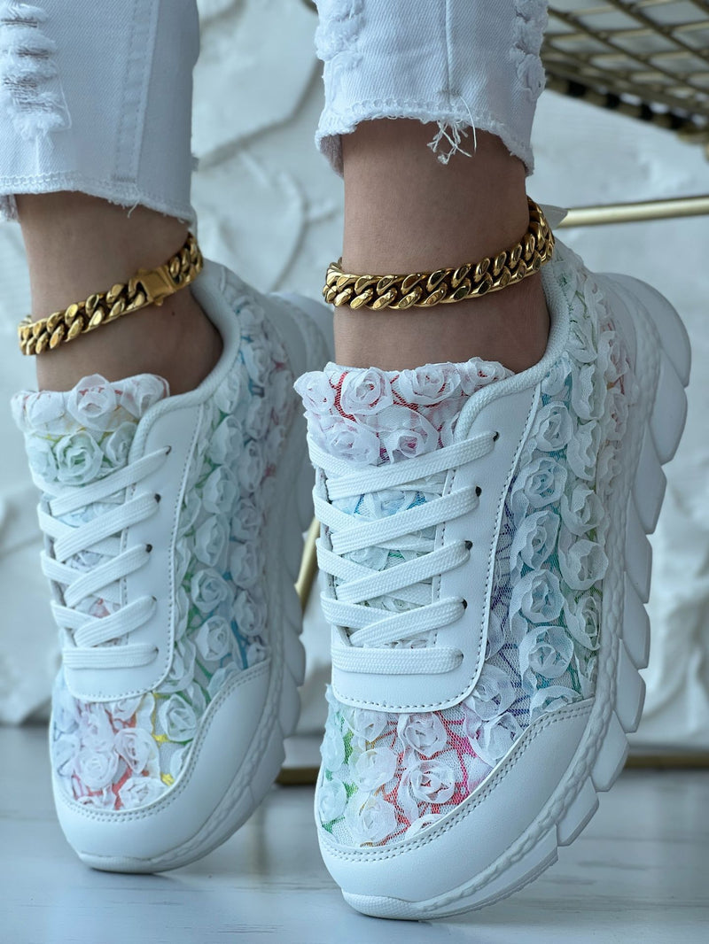 Three-dimensional Rose Mesh Casual Sneaker