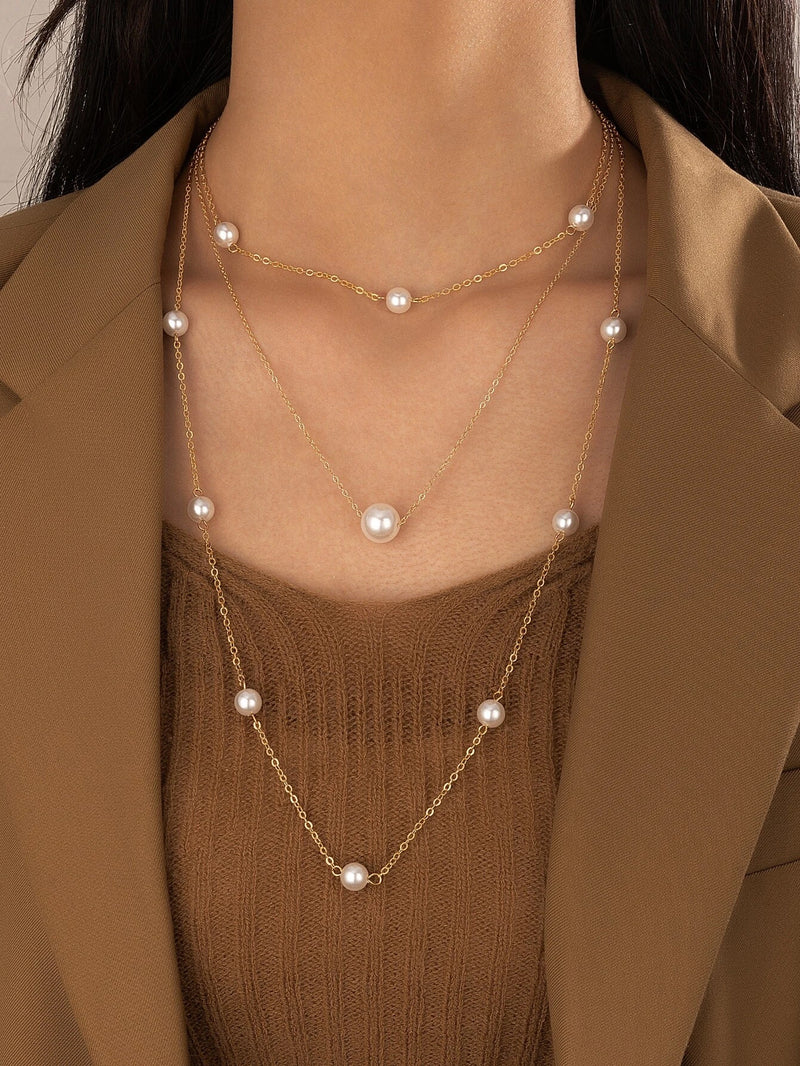 Pearl Long Multi-layer Necklace Fashion