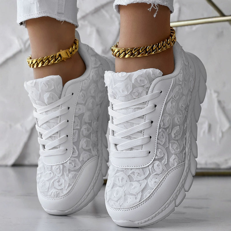 Three-dimensional Rose Mesh Casual Sneaker