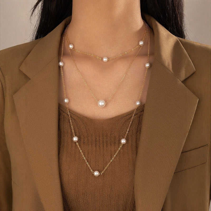 Pearl Long Multi-layer Necklace Fashion